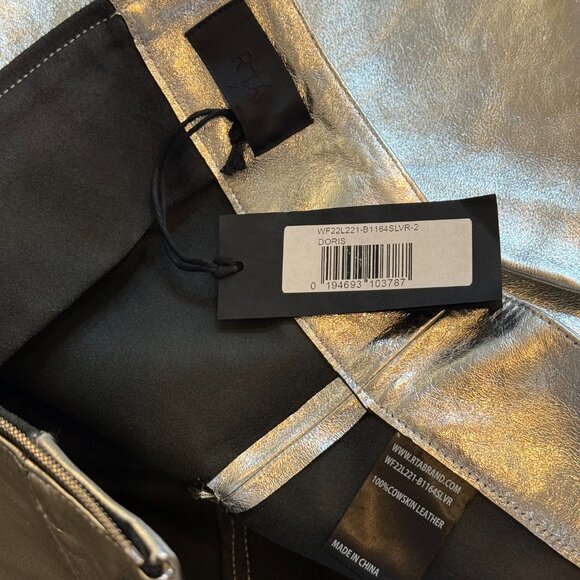 NWT RTA Doris Laser Sense SILVER Leather Skirt SIZER 2 - Picture 8 of 8